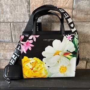 NWT Floral Black Handbag by Karl Lagerfeld